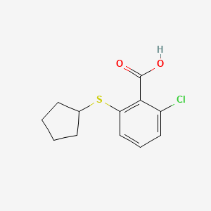 molecular formula C12H13ClO2S B1453938 2-Chloro-6-(cyclopentylsulfanyl)benzoic acid CAS No. 1338949-07-7