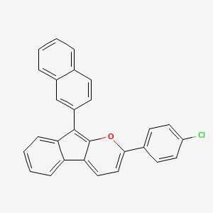 molecular formula C28H17ClO B14539392 Indeno[2,1-b]pyran, 2-(4-chlorophenyl)-9-(2-naphthalenyl)- CAS No. 62225-12-1