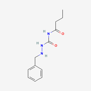 molecular formula C12H17N3O2 B14539675 Hydrazinecarboxamide, N-(1-oxobutyl)-2-(phenylmethyl)- CAS No. 62123-37-9