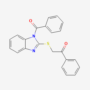 1H-Benzimidazole, 1-benzoyl-2-[(2-oxo-2-phenylethyl)thio]-