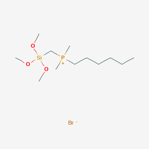 Hexyl(dimethyl)[(trimethoxysilyl)methyl]phosphanium bromide