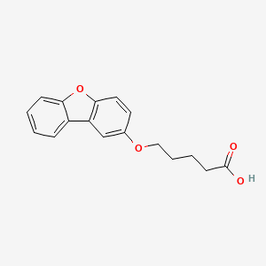 molecular formula C17H16O4 B1454022 5-{8-Oxatricyclo[7.4.0.0^{2,7}]trideca-1(9),2(7),3,5,10,12-hexaen-4-yloxy}pentanoic acid CAS No. 1094702-67-6