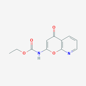 molecular formula C11H10N2O4 B14540236 Carbamic acid, (4-oxo-4H-pyrano[2,3-b]pyridin-2-yl)-, ethyl ester CAS No. 61997-16-8