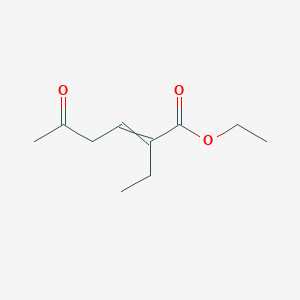 molecular formula C10H16O3 B14540405 Ethyl 2-ethyl-5-oxohex-2-enoate CAS No. 61895-59-8