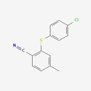 molecular formula C14H10ClNS B1454090 2-[(4-氯苯基)硫代]-4-甲基苯甲腈 CAS No. 1405886-75-0