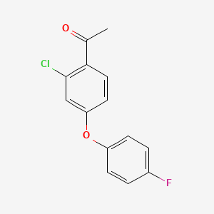 molecular formula C14H10ClFO2 B1454092 1-[2-Chloro-4-(4-fluorophenoxy)phenyl]ethan-1-one CAS No. 1021187-74-5