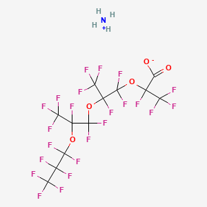 molecular formula C12H4F23NO5 B14541606 Propanoic acid, 2,3,3,3-tetrafluoro-2-(1,1,2,3,3,3-hexafluoro-2-(1,1,2,3,3,3-hexafluoro-2-(heptafluoropropoxy)propoxy)propoxy)-, ammonium salt CAS No. 62037-77-8