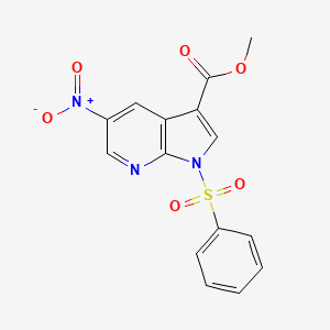 molecular formula C15H11N3O6S B1454207 Methyl 5-nitro-1-(phenylsulfonyl)-1H-pyrrolo[2,3-b]pyridine-3-carboxylate CAS No. 858340-91-7