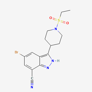 molecular formula C15H17BrN4O2S B1454209 5-溴-3-(1-(乙磺酰基)哌啶-4-基)-1H-吲唑-7-腈 CAS No. 872350-26-0