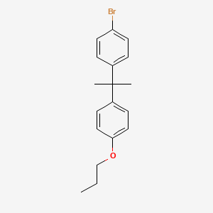 molecular formula C18H21BrO B14542142 Benzene, 1-bromo-4-[1-methyl-1-(4-propoxyphenyl)ethyl]- CAS No. 62153-77-9