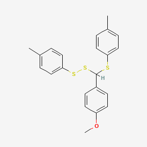 molecular formula C22H22OS3 B14542277 Disulfide, (4-methoxyphenyl)[(4-methylphenyl)thio]methyl 4-methylphenyl CAS No. 61885-77-6