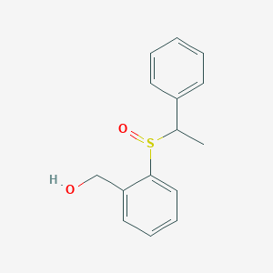 molecular formula C15H16O2S B14542348 Benzenemethanol, 2-[(1-phenylethyl)sulfinyl]- CAS No. 62296-36-0