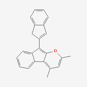 molecular formula C23H18O B14542678 Indeno[2,1-b]pyran, 9-(1H-inden-2-yl)-2,4-dimethyl- CAS No. 62096-49-5