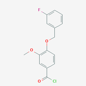molecular formula C15H12ClFO3 B1454278 4-[(3-Fluorobenzyl)oxy]-3-methoxybenzoyl chloride CAS No. 1160250-03-2