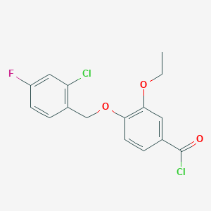 molecular formula C16H13Cl2FO3 B1454280 4-[(2-Chloro-4-fluorobenzyl)oxy]-3-ethoxybenzoyl chloride CAS No. 1160251-09-1