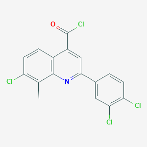 molecular formula C17H9Cl4NO B1454298 7-氯-2-(3,4-二氯苯基)-8-甲基喹啉-4-羰基氯化物 CAS No. 1160256-62-1