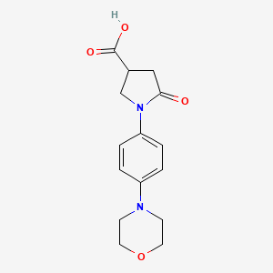 molecular formula C15H18N2O4 B1454328 1-(4-Morpholin-4-ylphenyl)-5-oxopyrrolidine-3-carboxylic acid CAS No. 799013-49-3
