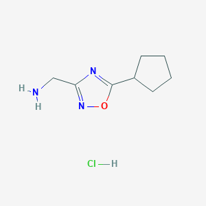 molecular formula C8H14ClN3O B1454374 [(5-Cyclopentyl-1,2,4-oxadiazol-3-yl)methyl]amine hydrochloride CAS No. 1269225-18-4