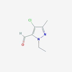 molecular formula C7H9ClN2O B1454384 4-Chloro-1-ethyl-3-methyl-1H-pyrazole-5-carbaldehyde CAS No. 1245772-98-8