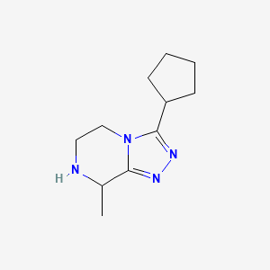 molecular formula C11H18N4 B1454392 3-cyclopentyl-8-methyl-5H,6H,7H,8H-[1,2,4]triazolo[4,3-a]pyrazine CAS No. 1250876-63-1