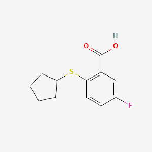 molecular formula C12H13FO2S B1454400 2-(环戊基硫基)-5-氟苯甲酸 CAS No. 1340394-73-1