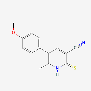 molecular formula C14H12N2OS B1454403 5-(4-Methoxyphenyl)-6-methyl-2-sulfanylpyridine-3-carbonitrile CAS No. 1375474-62-6