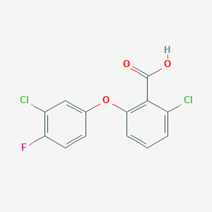 molecular formula C13H7Cl2FO3 B1454432 2-氯-6-(3-氯-4-氟苯氧基)苯甲酸 CAS No. 1485267-27-3