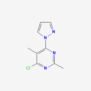 molecular formula C9H9ClN4 B1454443 4-chloro-2,5-dimethyl-6-(1H-pyrazol-1-yl)pyrimidine CAS No. 1339677-70-1