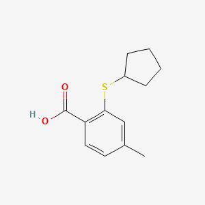 molecular formula C13H16O2S B1454450 2-(Cyclopentylsulfanyl)-4-methylbenzoic acid CAS No. 1340160-17-9
