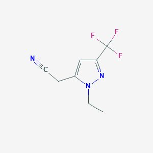 molecular formula C8H8F3N3 B1454452 2-[1-乙基-3-(三氟甲基)吡唑-5-基]乙腈 CAS No. 1260659-32-2
