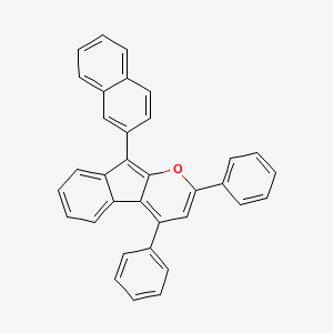 molecular formula C34H22O B14544525 Indeno[2,1-b]pyran, 9-(2-naphthalenyl)-2,4-diphenyl- CAS No. 62225-17-6