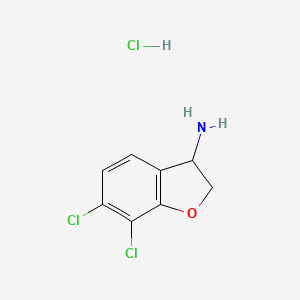 molecular formula C8H8Cl3NO B1454465 6,7-Dichloro-2,3-dihydro-1-benzofuran-3-amine hydrochloride CAS No. 1258639-72-3