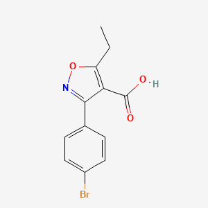 molecular formula C12H10BrNO3 B1454529 3-(4-Bromophenyl)-5-ethyl-1,2-oxazole-4-carboxylic acid CAS No. 1463808-08-3