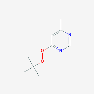 molecular formula C9H14N2O2 B14545353 Pyrimidine, 4-[(1,1-dimethylethyl)dioxy]-6-methyl- CAS No. 62022-05-3