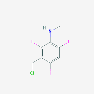 molecular formula C8H7ClI3N B14545401 Benzenamine, 3-(chloromethyl)-2,4,6-triiodo-N-methyl- CAS No. 62179-93-5