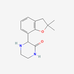 molecular formula C14H18N2O2 B1454554 3-(2,2-二甲基-2,3-二氢-1-苯并呋喃-7-基)哌嗪-2-酮 CAS No. 1373221-30-7