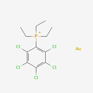 molecular formula C12H15AuCl5P+ B14545812 Gold;triethyl-(2,3,4,5,6-pentachlorophenyl)phosphanium CAS No. 62201-21-2