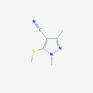 molecular formula C7H9N3S B1454628 1,3-dimethyl-5-(methylsulfanyl)-1H-pyrazole-4-carbonitrile CAS No. 1340235-17-7