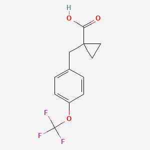 molecular formula C12H11F3O3 B1454654 1-{[4-(Trifluoromethoxy)phenyl]methyl}cyclopropane-1-carboxylic acid CAS No. 29765-49-9