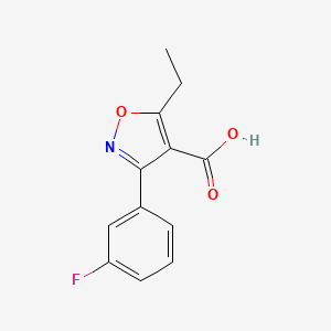 molecular formula C12H10FNO3 B1454672 5-Ethyl-3-(3-fluorophenyl)isoxazole-4-carboxylic acid CAS No. 1494284-72-8