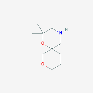 molecular formula C10H19NO2 B1454679 2,2-Dimethyl-1,8-dioxa-4-azaspiro[5.5]undecane CAS No. 1495198-38-3