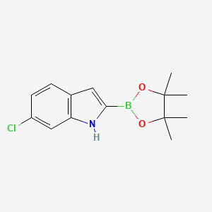 molecular formula C14H17BClNO2 B1454702 6-Chloro-2-(4,4,5,5-tetramethyl-1,3,2-dioxaborolan-2-yl)-1H-indole CAS No. 912331-84-1