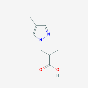 molecular formula C8H12N2O2 B1454711 2-甲基-3-(4-甲基-1H-吡唑-1-基)丙酸 CAS No. 1182871-78-8