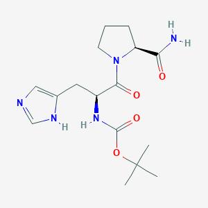 molecular formula C16H25N5O4 B1454728 叔丁基((S)-1-((S)-2-氨基甲酰吡咯烷-1-基)-3-(1H-咪唑-4-基)-1-氧代丙-2-基)氨基甲酸酯 CAS No. 29133-55-9