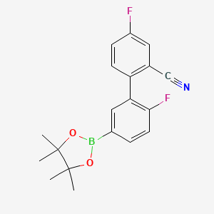 molecular formula C19H18BF2NO2 B1454734 2',4-Difluoro-5'-(4,4,5,5-tetramethyl-1,3,2-dioxaborolan-2-yl)-[1,1'-biphenyl]-2-carbonitrile CAS No. 660425-28-5