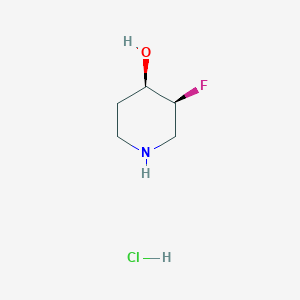 molecular formula C5H11ClFNO B1454748 (3S,4R)-3-fluoropiperidin-4-ol hydrochloride CAS No. 1147112-69-3