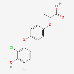 molecular formula C15H12Cl2O5 B14547486 2-[4-(2,4-Dichloro-3-hydroxyphenoxy)phenoxy]propanoic acid CAS No. 61955-12-2