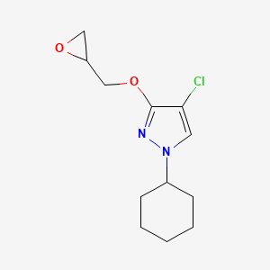 molecular formula C12H17ClN2O2 B14547494 4-Chloro-1-cyclohexyl-3-[(oxiran-2-yl)methoxy]-1H-pyrazole CAS No. 62294-27-3