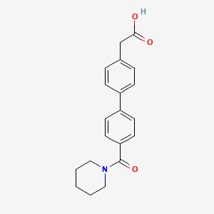 molecular formula C20H21NO3 B1454757 {4-[4-(Piperidinocarbonyl)phenyl]phenyl}acetic acid CAS No. 1375069-29-6