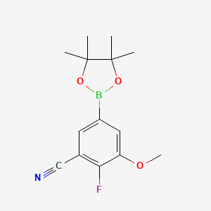 molecular formula C14H17BFNO3 B1454759 2-氟-3-甲氧基-5-(4,4,5,5-四甲基-1,3,2-二氧杂硼环-2-基)苯甲腈 CAS No. 1383985-45-2